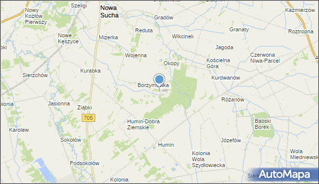 mapa Glinki, Glinki gmina Nowa Sucha na mapie Targeo